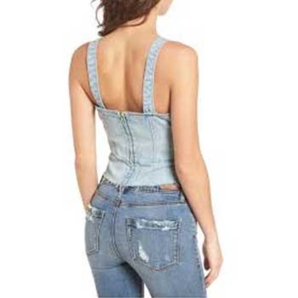 Blank NYC Distressed Denim Corset Top-NWT - Picture 2 of 3
